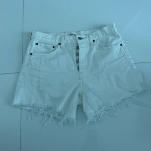 Agolde White Frayed Jean Shorts